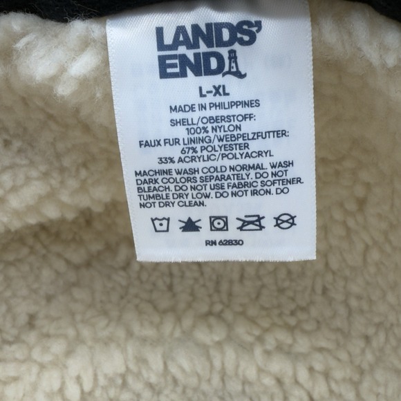 Lands' End Squall Sherpa Fleece Lined Hat L-XL Navy Trapper Nylon Waterproof - Picture 9 of 9
